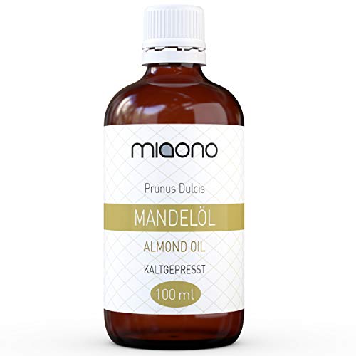 Mandelöl (100ml) - 100% reines kaltgepresstes Öl in einer Glasflache von miaono