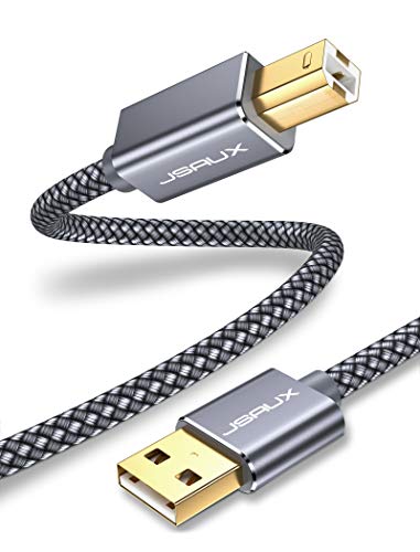 JSAUX USB Druckerkabel 3M Scanner Kabel USB A auf USB B Drucker Kabel für HP, Canon, Dell, Epson, Lexmark, Xerox, Brother, Samsung usw-Grau