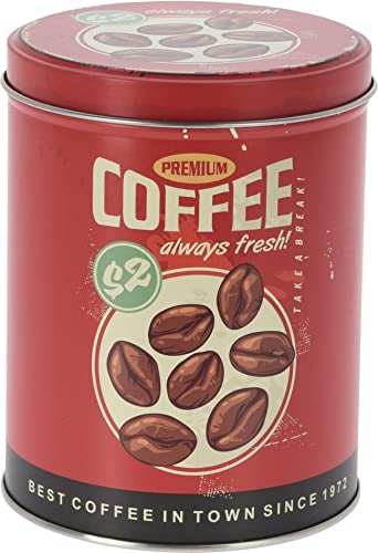 hibuy Coffee - Retro Blechdose für Kaffee, Runde Vorratsdose mit Deckel - Ø 10 x 14 cm