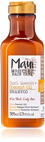 Maui Moisture Curl Care Coconut Oil Shampoo (385 ml), veganes und feuchtigkeitsspendendes Haarpflege Shampoo mit Kokosöl, Plumeria- & Papaya-Extrakt, pflegendes Locken Shampoo ohne Sulfate & Parabene