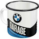 Nostalgic-Art 43216 Retro Emaille-Tasse BMW – Garage – Geschenk-Idee für Auto Zubehör Fans, Camping, 360 milliliters, Vintage-Design