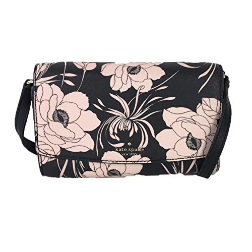 Kate Spade Gardenia Floral Print Addison Clutch Crossbody Bag, Black Multi