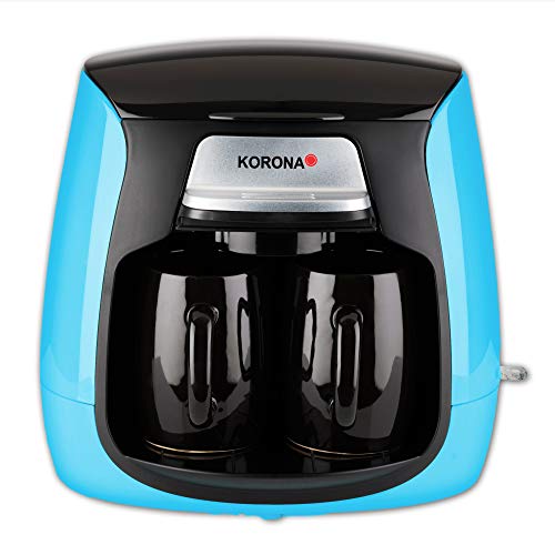 Korona 12207 Kompakt-Kaffeemaschine | Blau-Schwarz | inkl. 2 Keramik-Tassen | Permanent-Filter | 2 Tassen Kaffeeautomat | Mini-Kaffeeautomat