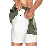 Born Tough Herren Gym Workout Shorts, 5 Zoll Inseam Athletic Bodybuilding Shorts für Männer, Laufshorts mit Liner Pocket, Militär, Grün, XL