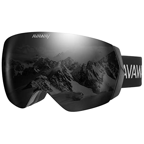 AVAWAY Skibrille Snowboard Brille für Brillenträger Herren Damen Erwachsene Jugendliche OTG UV-Schutz Kompatibler Helm Anti Fog Skibrillen Sphärisch Verspiegelt