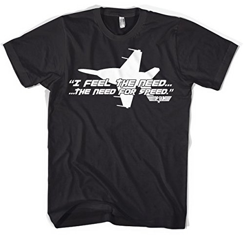 Top Gun Offizielles Lizenzprodukt I Feel The Need for Speed T-Shirt (Schwarz), X-Large