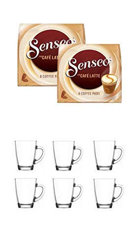 Senseo Kaffeepads 2er Pack + 6er Set Gläser mit Henkel 300ml …