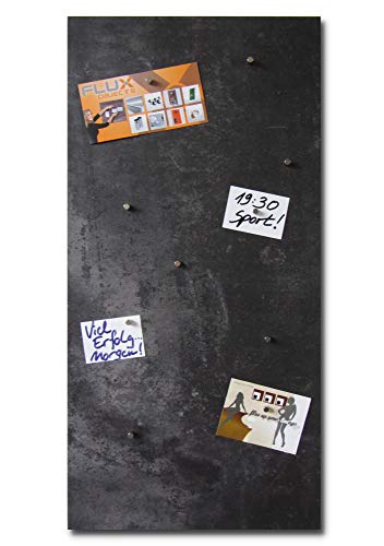 Vinyl-Magnetpinnwand in Stein-/Beton-Optik mit schwarz/grauer Struktur, magnetisches Memo-Board in der Größe 91,5cm x 46cm inkl. 10x Neodymmagnet