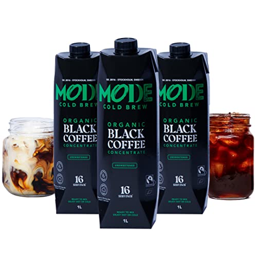 Mode Cold Brew Coffee Concentrate | Instant Coffee Alternative | Iced Coffee | Strong Organic Cold Brew Smooth Liquid Coffee (3x1L) - 48 Servings