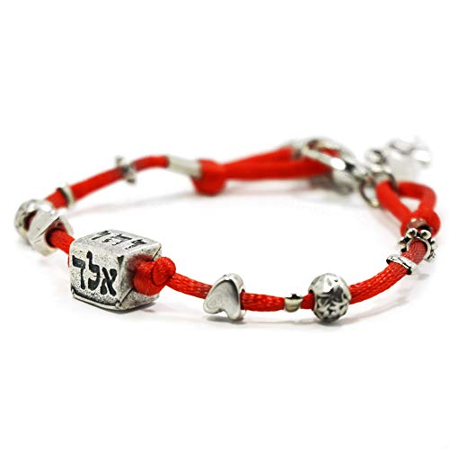 Damen-Armband aus roter Seide mit 72 Namen Gottes, silberfarbener Würfel-Anhänger für Gesundheit, Wohlstand, Schutz und Glück