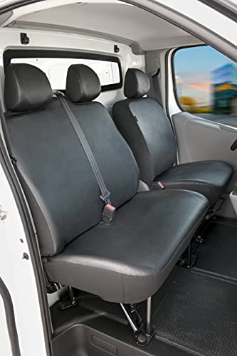 Walser Passform Auto-Sitzbezug, Transporter-Schonbezug Kunstleder kompatibel mit Opel Vivaro/Renault Trafic/Nissan Primastar, Einzel & Doppelbank