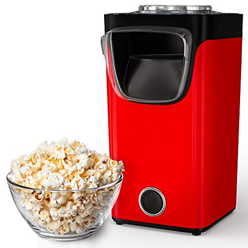 Gadgy Popcornmaschine Heißluft | Popcorn Maker | Ohne Fett und Öl | Popkormaschinene Zücker | Popcorn Popper | Popcornmaschine mit Zucker und Öl | Fertig in 3 Minuten | Messlöffel Inklusiv