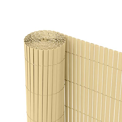 Ribelli® PVC Sichtschutzmatte Sichtschutzzaun Sichtschutz Zaun Balkon Windschutz (120 x 400 cm, Bambus)