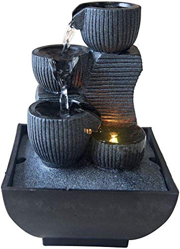 Zen Light Kini Zimmerbrunnen mit Pumpe und LED-Beleuchtung, Kunstharz, Einheitsgröße