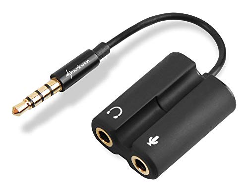 Sharkoon TRRS PMP35 Audio Combo Adapter (12 cm Kabel, geeignet für PS4, Laptops, Notebooks, Smartphones) schwarz
