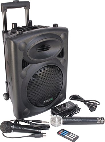 PORT8VHF-BT - IBIZA - Tragbarer Lautsprecher 8'/400W MAX mit 2 Mikrofonen (Kabel und VHF), Fernbedienung und Schutzhülle - Bluetooth, USB, SD - Laufzeit 3-5 Std