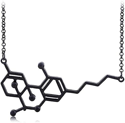 Halskette Mode Chemikalie THC Molekül Struktur Formel Anhänger Halskette Geschenk für Freund für Männer und Frauen Schwarz Schwarz Mode Anhänger Halskette Geschenk für Männer Frauen Mädchen Jungen