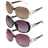 Firtink 3 Stücke Groß Frauen Sonnenbrillen, Damen Polarisiert Mode Groß Klassische Vintage UV400 Brille