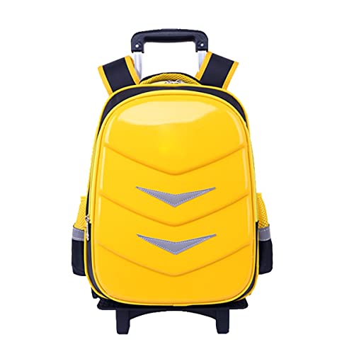YUTCRE Trolley Rucksack Schulrucksack Kinder Wasserdicht Trolley Schultasche Multifunktionaler School Backpack Schultaschen Koffer Für Jungen Mädchen (Color : Yellow, Size : 43 * 30 * 18cm)