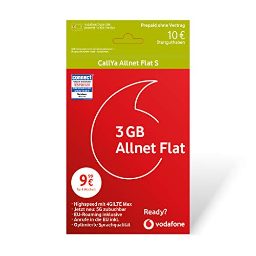 Vodafone CallYa Allnet Flat S + 10 Euro Startguthaben Prepaid Sim Karte ohne Vertrag im D2-Netz