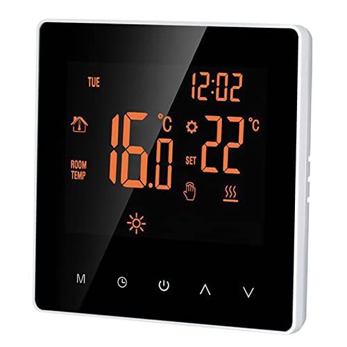 Matybobe Digital Thermostat 16A Digitale Temperaturregler LCD Display Touchscreen Woche Programmierbare Elektrische Fußbodenheizung Thermostat für Home School Office Hotel Orange