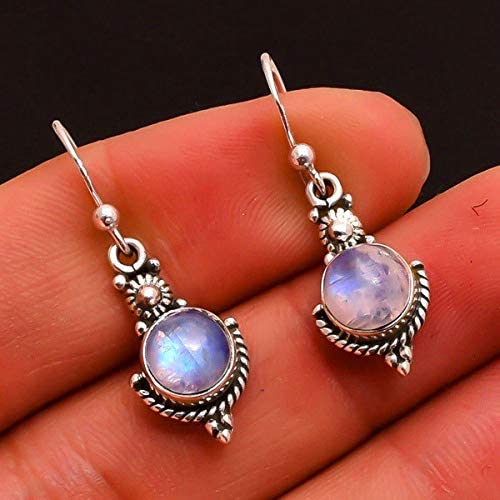 Earrings Stud Earrings Round Moonstone Drop Earrings 925 Silver Personalised Earrings for Girls Boho Wedding Long Drop Earrings