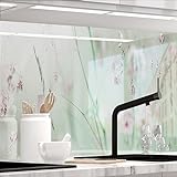 StickerProfis Küchenrückwand selbstklebend Glasoptik - WILDBLUMENWIESE - 1.8mm, Versteift, alle Untergründe, Hart PET Material, Premium 60 x 220cm
