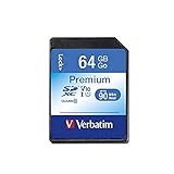 Verbatim Premium U1 SDXC Speicherkarte - 64 GB - SD Karte für Full HD Videoaufnahmen - Karte mit integriertem Schreibschutz - Speicherkarte schwarz - SD Speicherkarte für ua. Kamera und PC