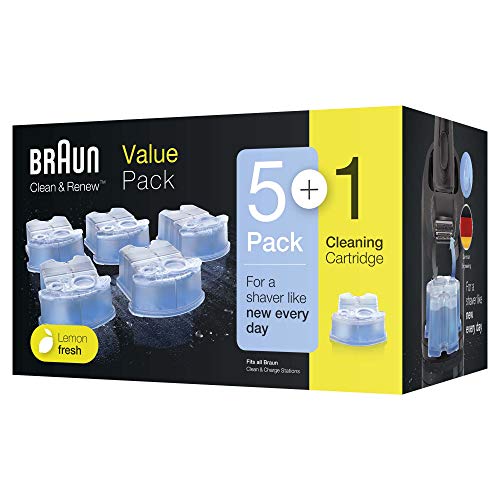 Braun Clean & Renew Reinigungskartuschen für elektrische Rasierer Herren, 5+1er-Pack, Reinigungsflüssigkeit für Elektrorasierer Reinigung, Vatertagsgeschenk