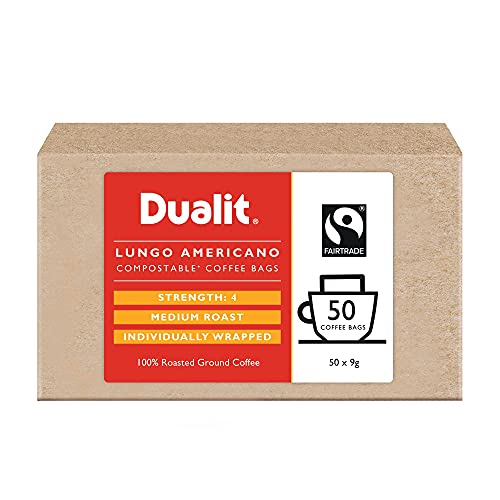 Dualit Lungo Coffee Brewer Bag Set - 50er Pack - 50 Kaffeebeutel Einzelportionen Coffee Bags - Hochwertiger Gemahlener Kaffee ganz ohne Kaffeemaschine