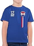 Fussball WM 2022 Fanartikel Kinder - 12. Mann Kroatien Fan-Shirt - 116 (5/6 Jahre) - Royalblau - Trikot Kroatien 2021 - F130K - Kinder Tshirts und T-Shirt für Jungen