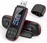 AGPTEK 40GB Tragbare USB MP3 Player 1 Zoll LCD Display USB Stick mit FM, Aufnahme, U3, Schwarz und Rot, 8GB Flash+32GB Karte
