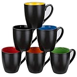 Lawei 6er Set Kaffeebecher Porzellan Teetassen Kaffeetassen mit Henkel für Milch Kaffee Tee Saft - 480ml, 6 Farben