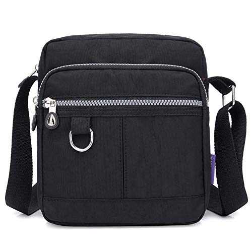 KARRESLY Lässige Nylon börse Handtasche Crossbody Tasche Wasserdichte Schultertasche für Frauen, Schwarz (schwarz), EinheitsgröÃŸe