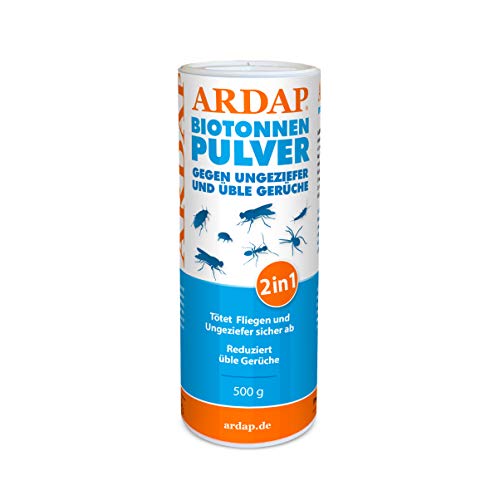 ARDAP Biotonnen-Pulver 500g - Gegen Fliegen, Maden, Ungeziefer & üble Gerüche - Entzieht Feuchtigkeit & verhindert Schimmel
