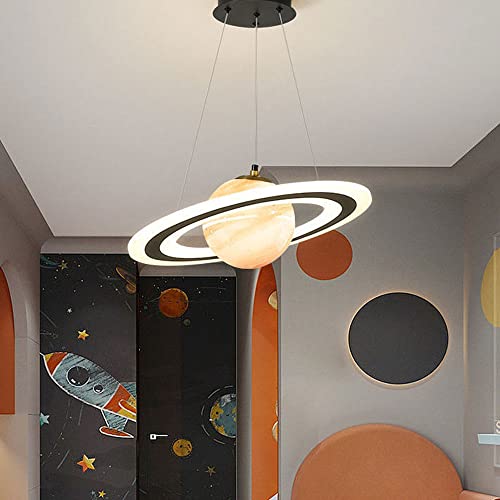 TAIYYLU Acryl Planet Pendelleuchte Kinderzimmer Kronleuchter Space Star LED Hängelampe Retro Earth Ball Home Decor Schlafzimmer Wohnzimmer Esszimmer ausgefallene Leuchte (orange)