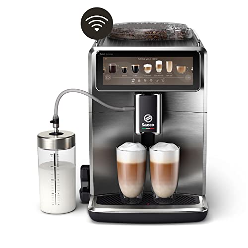 Saeco Xelsis Suprema Kaffeevollautomat – WLAN-Konnektivität, 22 Kaffeespezialitäten, Intuitives 7,8'-Touchdisplay, 8 Benutzerprofile, Keramikmahlwerk (SM8889/00), Edelstahl