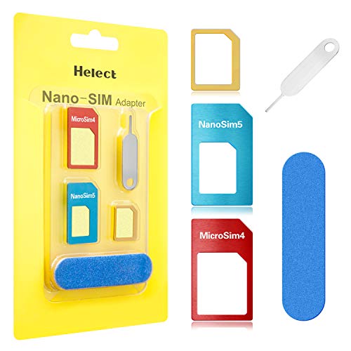 Helect SIM Karten Adapter für Smartphones, 5 in 1 Nano Micro Standard Adapter Kit Converter mit Sander Bar und Fach Nadel