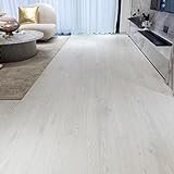 FLOREXP Vinylbodenbelag - Lino-Bodenbelag mit weißem Eichenholz-Effekt, abziehbare und selbstklebende Bodenfliesen, 2.0mm 36 Stück wasserdicht, für Küche Wohnzimmer (5.02m², weiße Eiche)