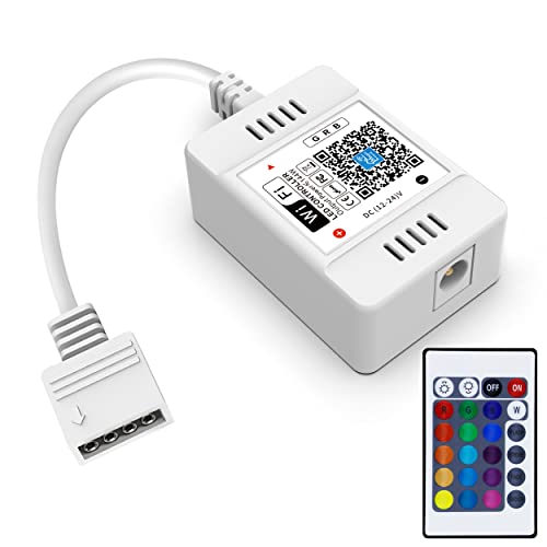 WiFi Smart 12-24V Controller für LED Streifen/Strip, 16 Mio Farben Kompatibel mit Alexa, Google Home und Siri, 20 Dynamische Modi, Wecker Musik & Mic Innenbeleuchtung (4Pin)