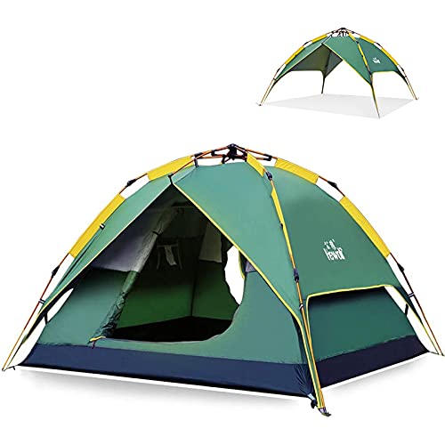 HEWOLF Wurfzelt Automatisches Pop Up Zelt 2-3 Personen Camping Zelt Wasserdicht Familienzelt Leichtes Kuppelzelt Doppelschicht Firstzelte Outdoor Zelte mit Tragetasche Dunkelgrün