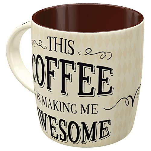 Nostalgic-Art Retro Kaffee-Becher - Word Up - Awesome Coffee, Lustige große Retro Tasse mit Spruch, Geschenk-Idee für Kaffee-Liebhaber, 330 ml, 1 Stück (1er Pack)