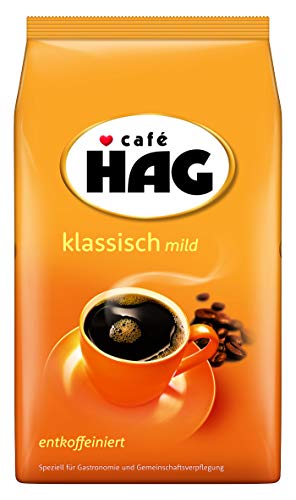Café HAG Klassisch Mild Filterkaffee, 1kg entkoffeinierter Kaffee, gemahlen, mildes Aroma, Intensität 2/4