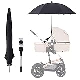 Kinderwagen Regenschirm Universal - UV Schutz 50+ Sonnenschirm Buggy für Kinderwagen und Buggy - mit Einem Regenschirmgriff (Schwarz)
