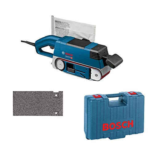 Bosch Professional Bandschleifer GBS 75 AE (750 Watt, inkl. Gewebeschleifband, Staubsack, Grafitplatte, im Koffer)