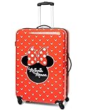 Disney Minnie Mouse Koffer für Erwachsene & Kinder | Optionen für kleine, mittlere oder große Kabinen-Handgepäckstaschen | Frauen Mädchen roter Hartschalen-Trolley zum Reisen