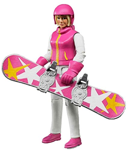 bruder 60420 - Snowboardfahrerin mit Snowboard, Helm, Handschuhen - 1:16 Winter Sportlerin bworld Figur Spielzeug Skifahrer Frau