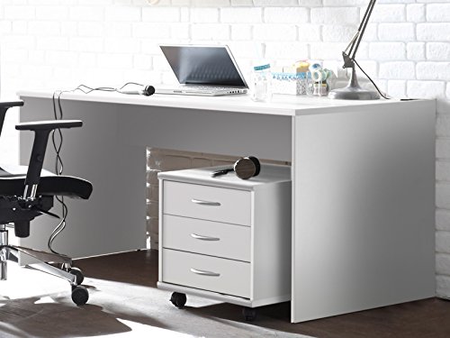 möbelando Schreibtisch Bürotisch Computertisch Arbeitstisch Tisch Büromöbel Olli I Weiß