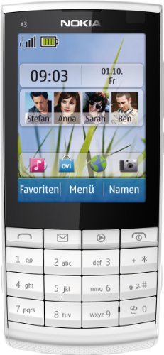Nokia X3-02 Handy (6.1cm (2.4 Zoll) Touch&Type Display, Bluetooth, WLAN, microSD, 5 MP Kamera) white silver