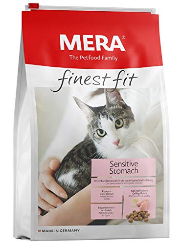 MERA Finest fit Sensitive Stomach, Katzenfutter trocken für Katzen mit sensiblem Magen, Trockenfutter aus Geflügel und Reis, Futter für einen gesunden Darm, ohne Zucker (4 kg)
